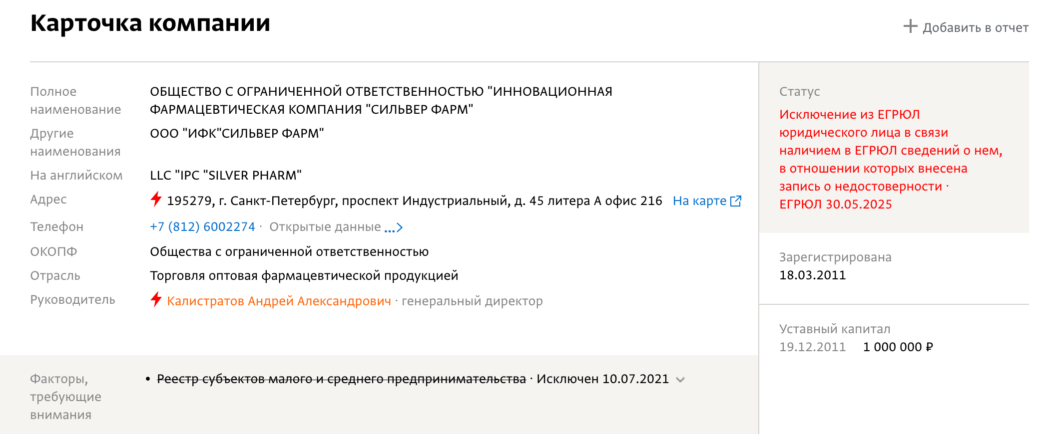 Карточка компании