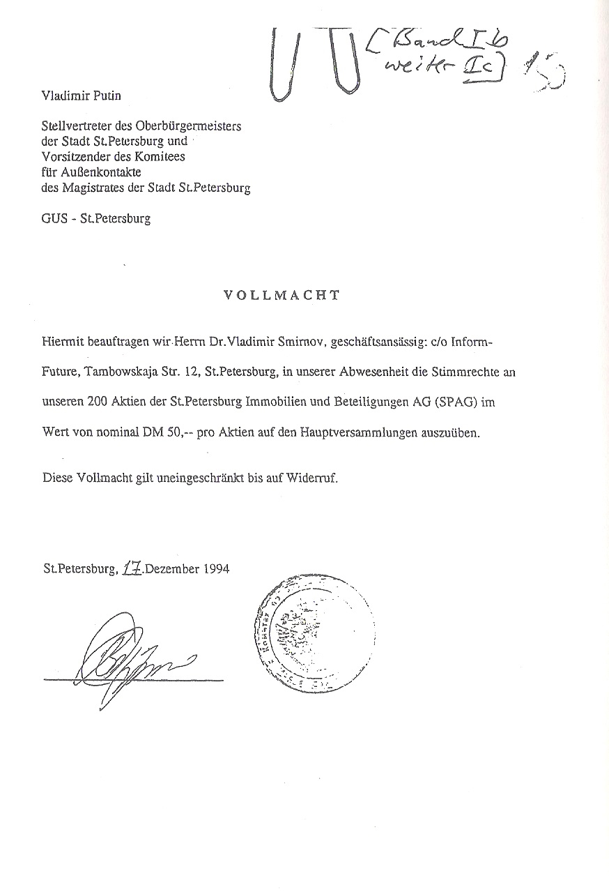 vollmacht SPAG